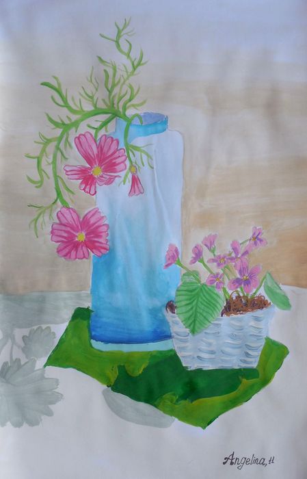 Art Studio PALETTE. Angelina Rudakova Picture.  Tempera Still Life Still Life 